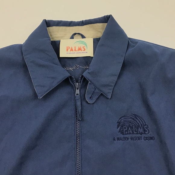 VINTAGE PALMS Casino Jacket Size L Blue Bomber - Picture 3 of 8